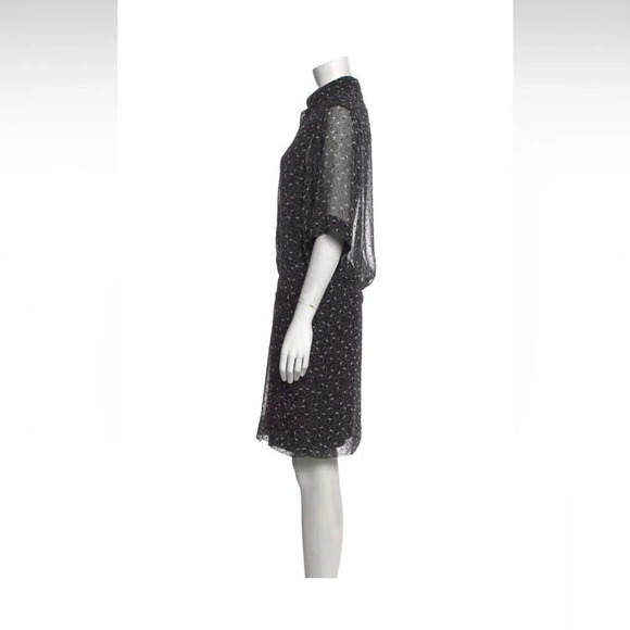 See by Chloe 3/4 sleeve pleated button up shift dress sz 8 textured - Picture 3 of 9